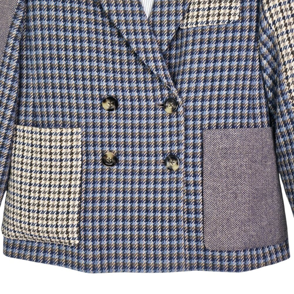 Veronica Beard Faustine Blazer Houndstooth Blue M… - image 7